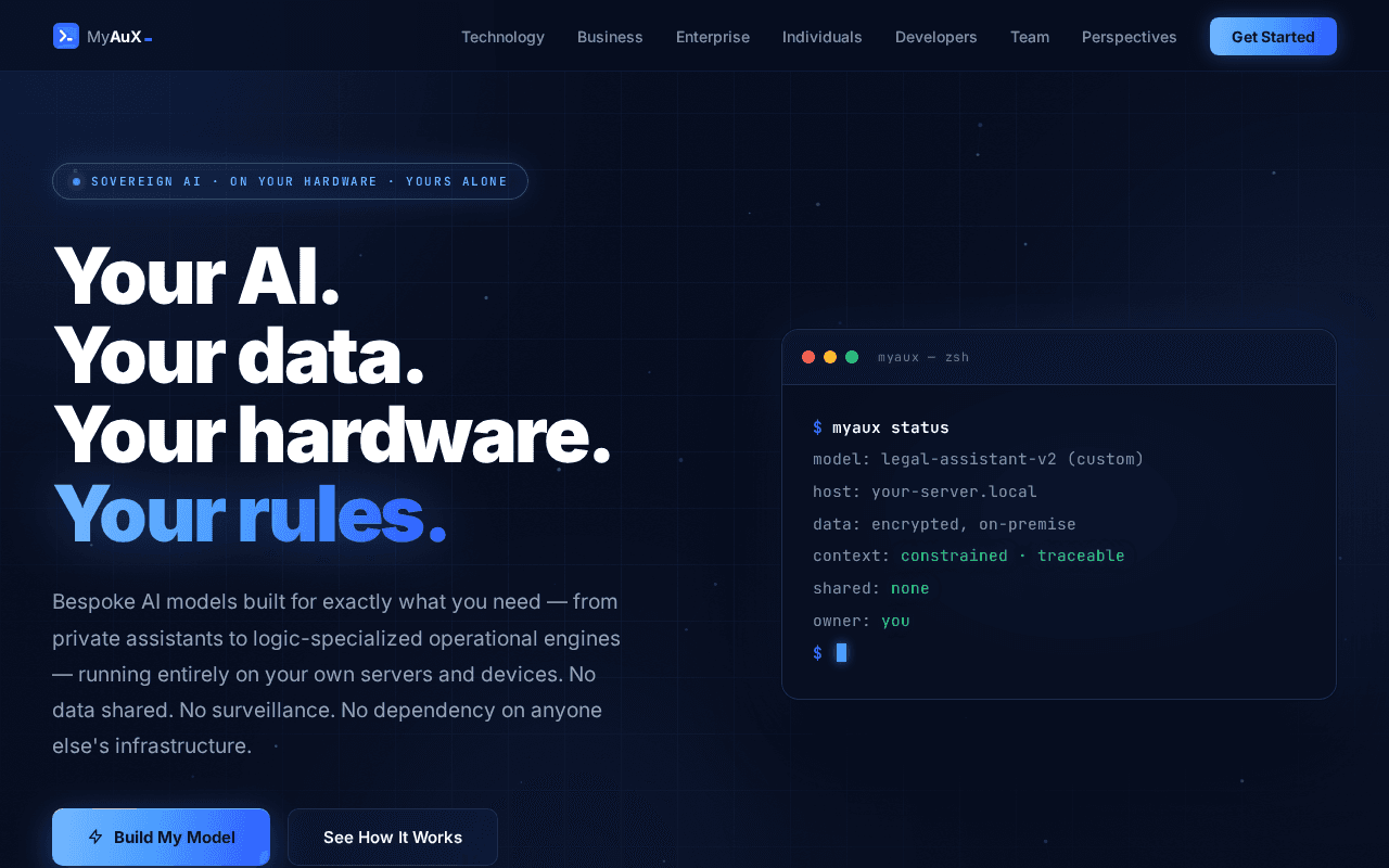 Screenshot of myaux.ai