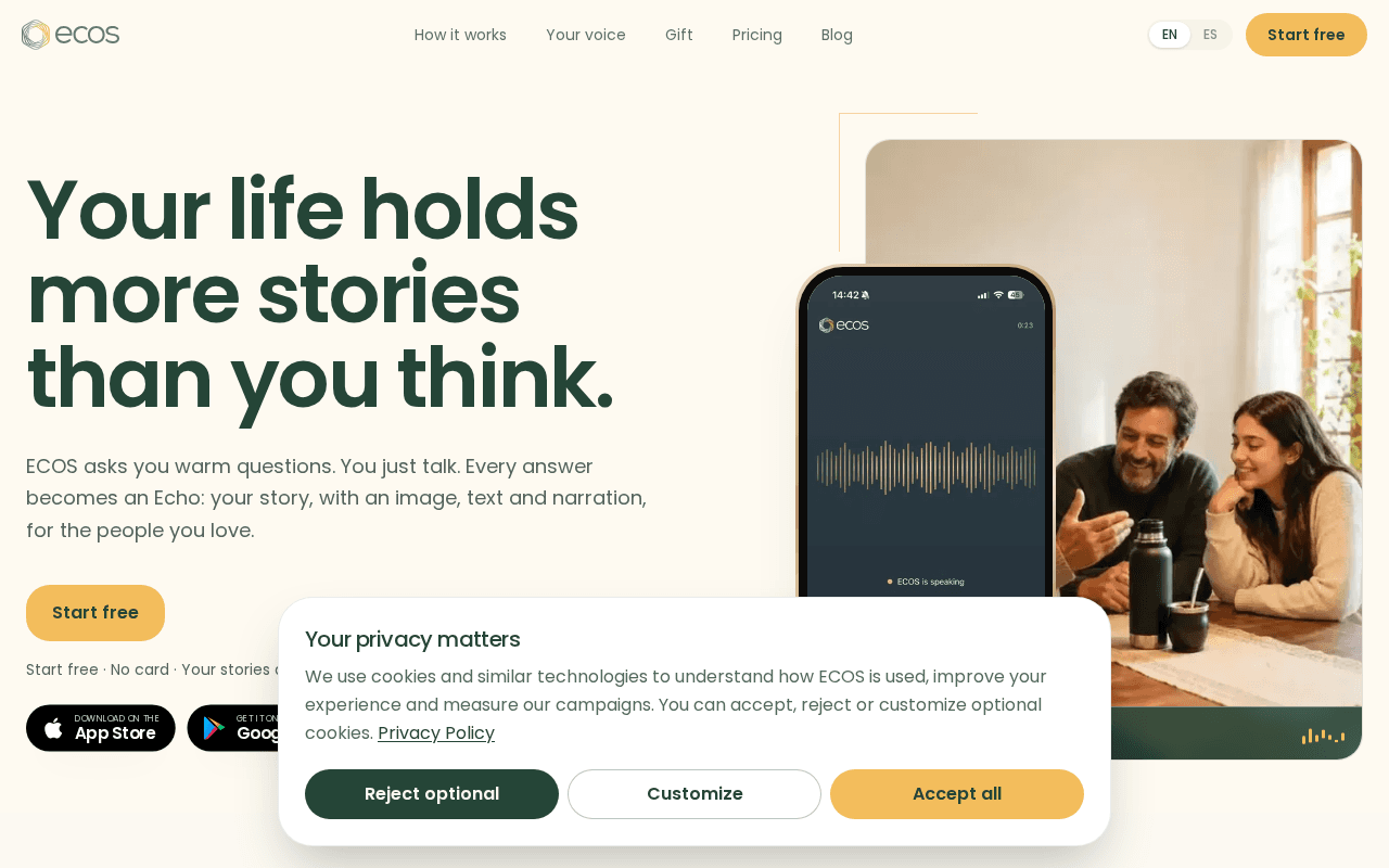 Screenshot of myecos.ai