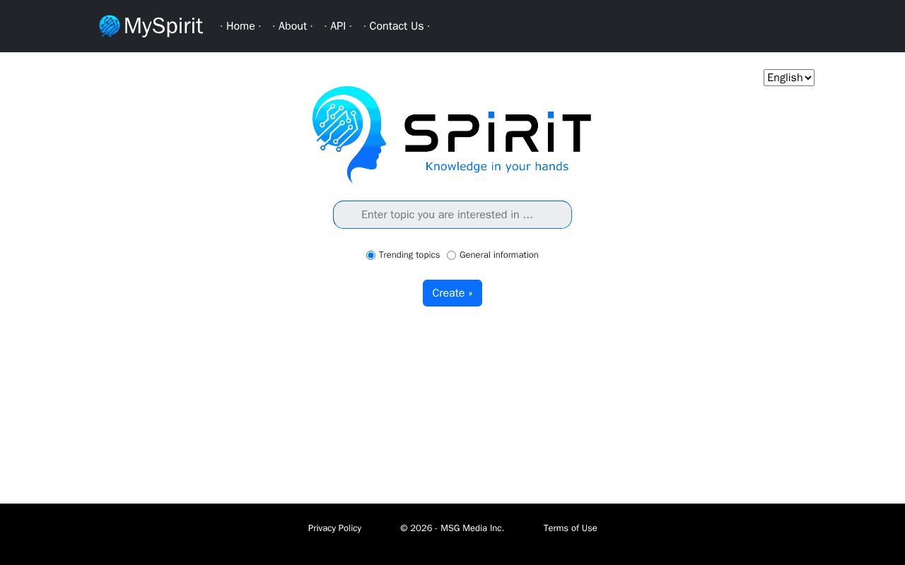 Screenshot of myspirit.ai