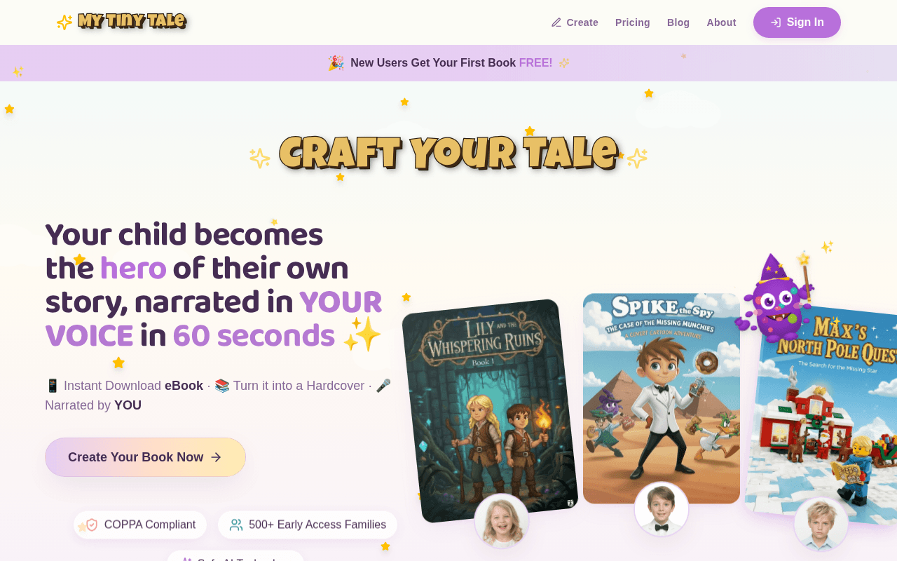 Screenshot of mytinytale.ai