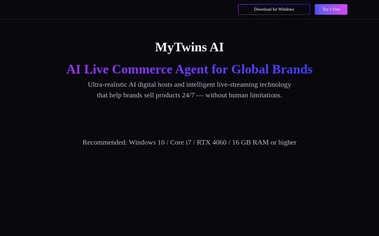 Screenshot of mytwins.ai