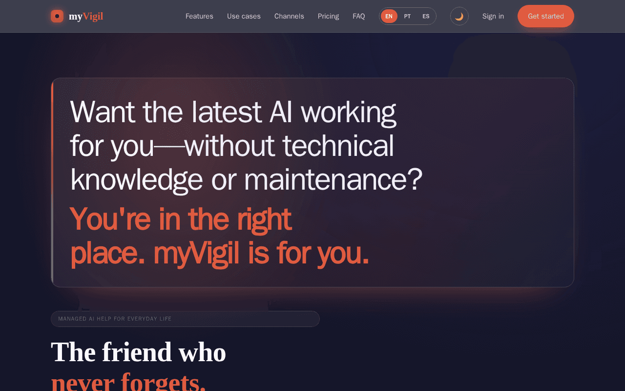 Screenshot of myvigil.ai