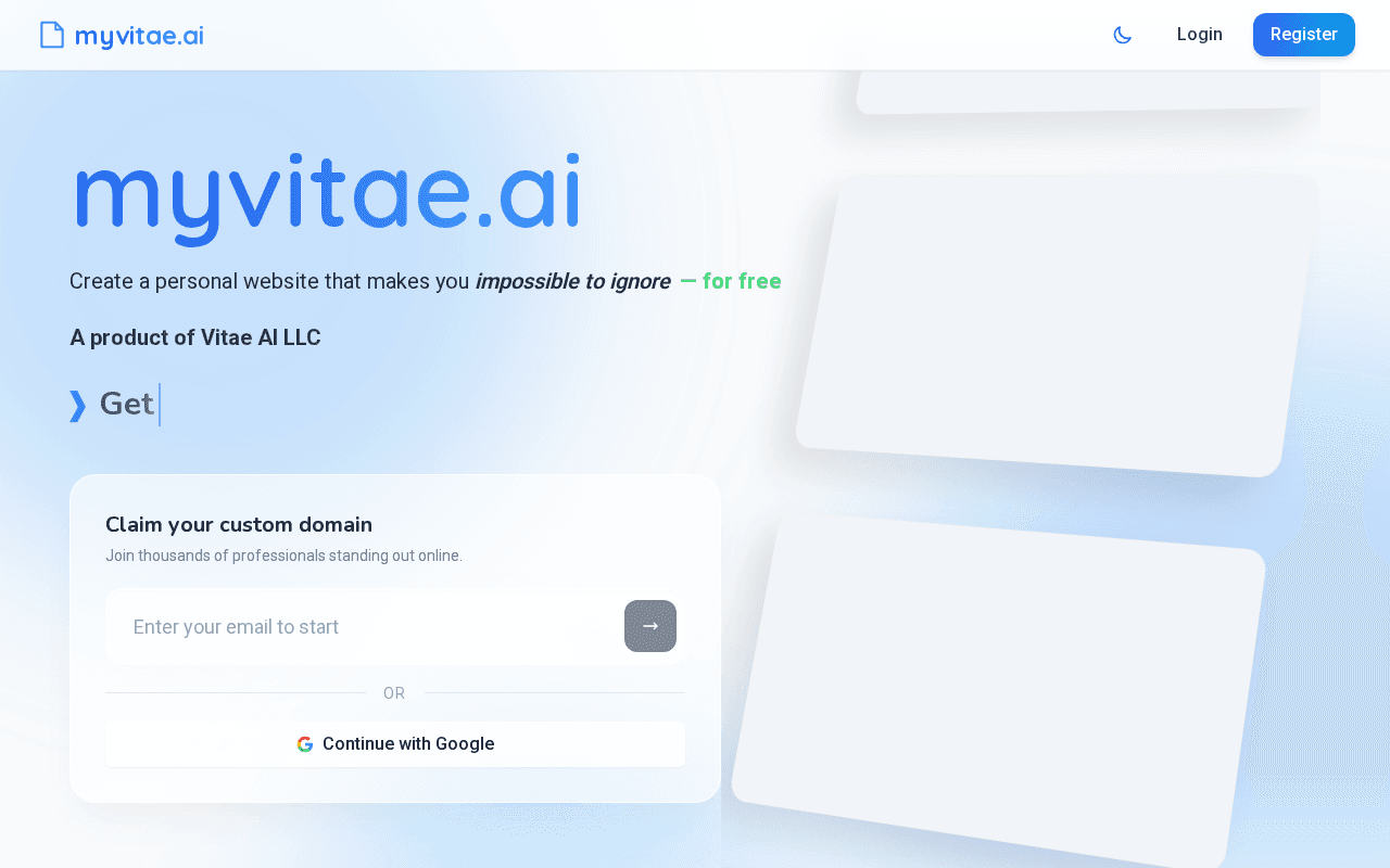 Screenshot of myvitae.ai