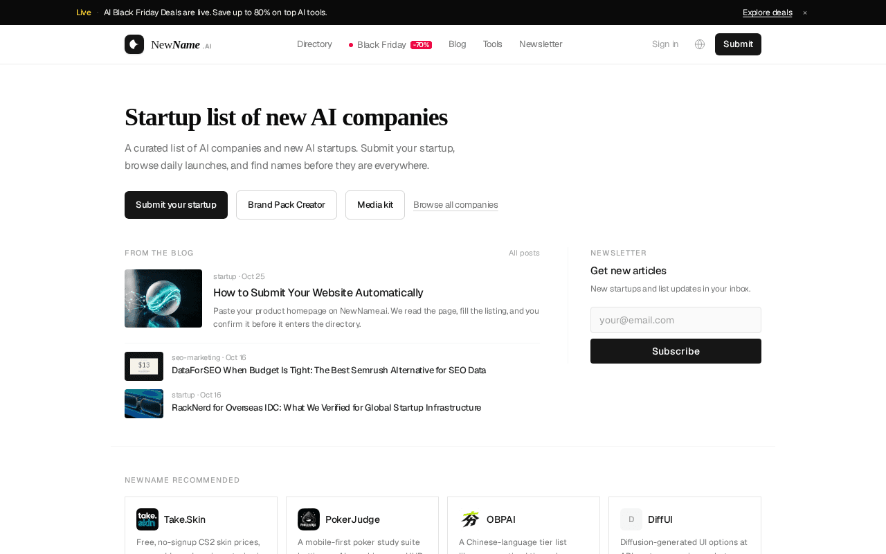 Screenshot of newname.ai