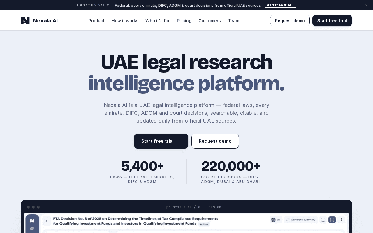 Screenshot of nexala.ai