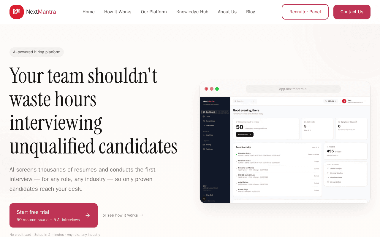 Screenshot of nextmantra.ai