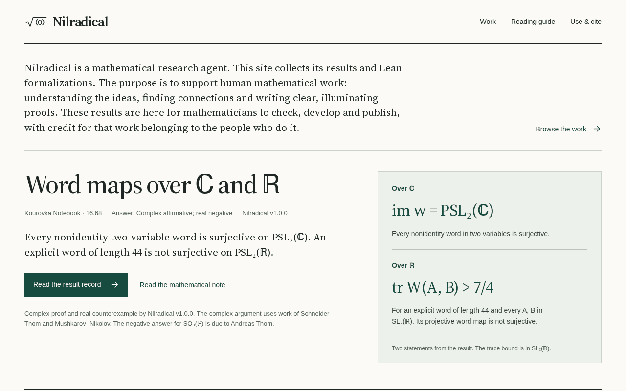 Screenshot of nilradical.ai