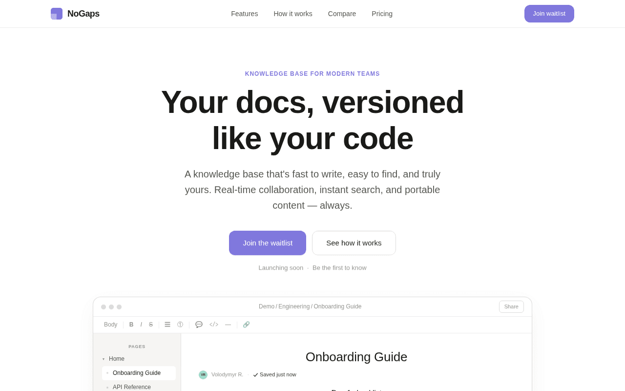 Screenshot of nogaps.ai