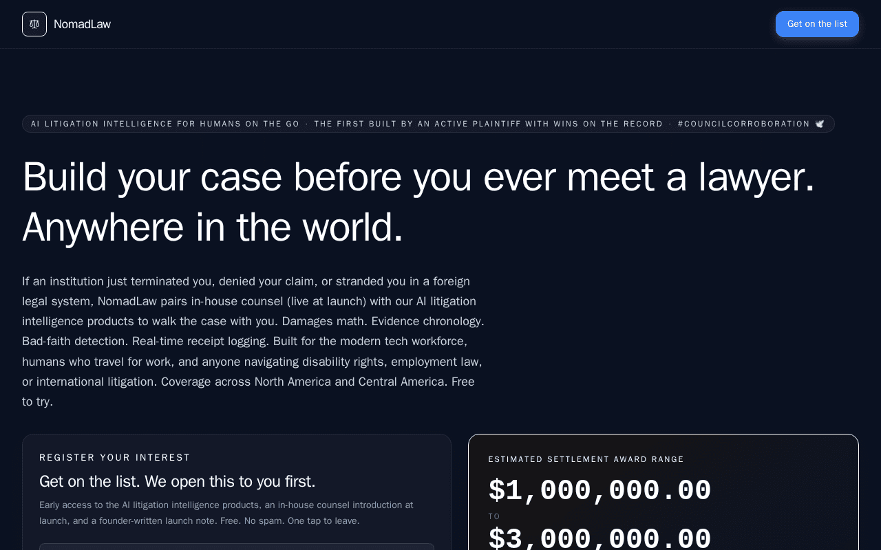 Screenshot of nomadlaw.ai