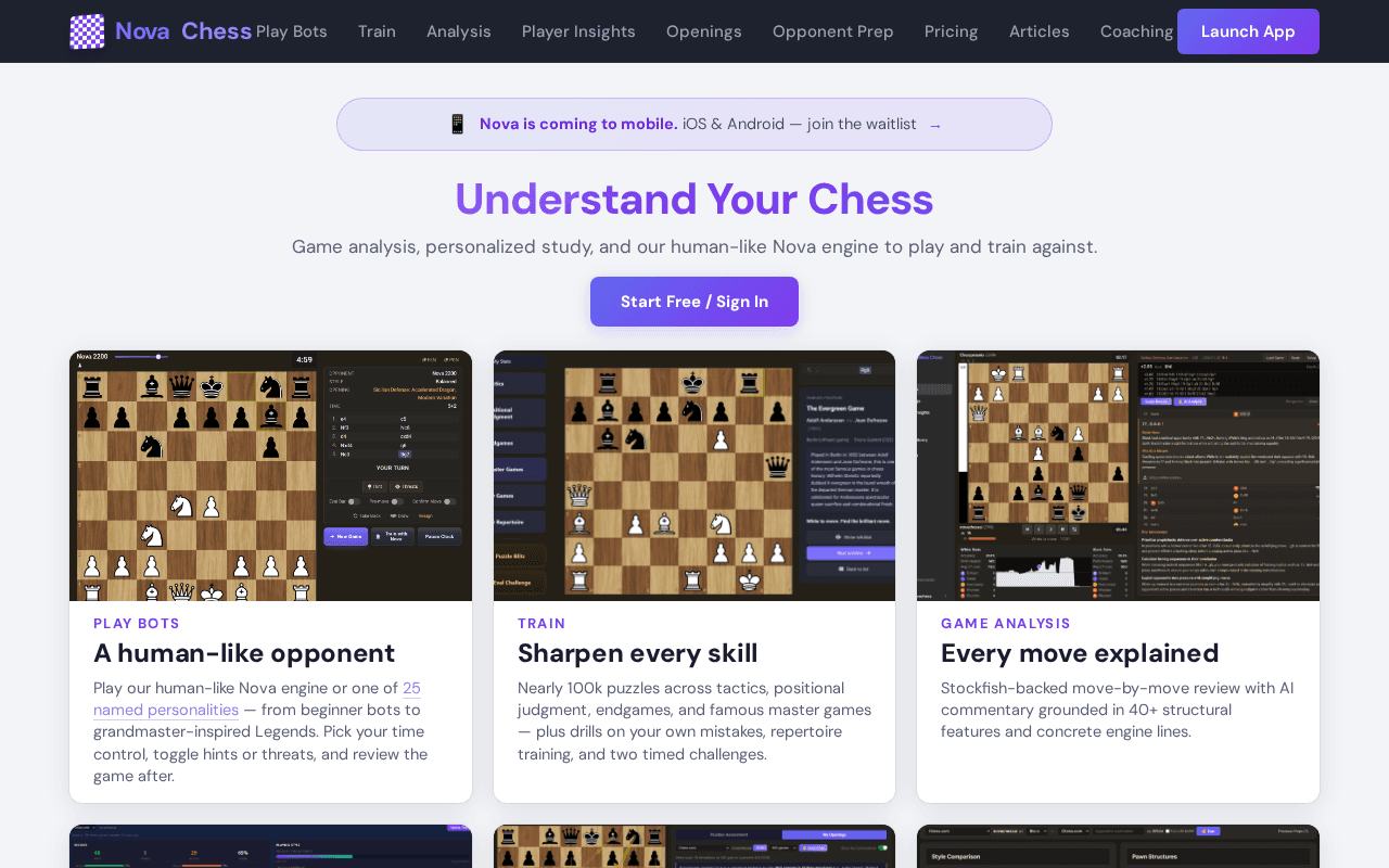 Screenshot of novachess.ai