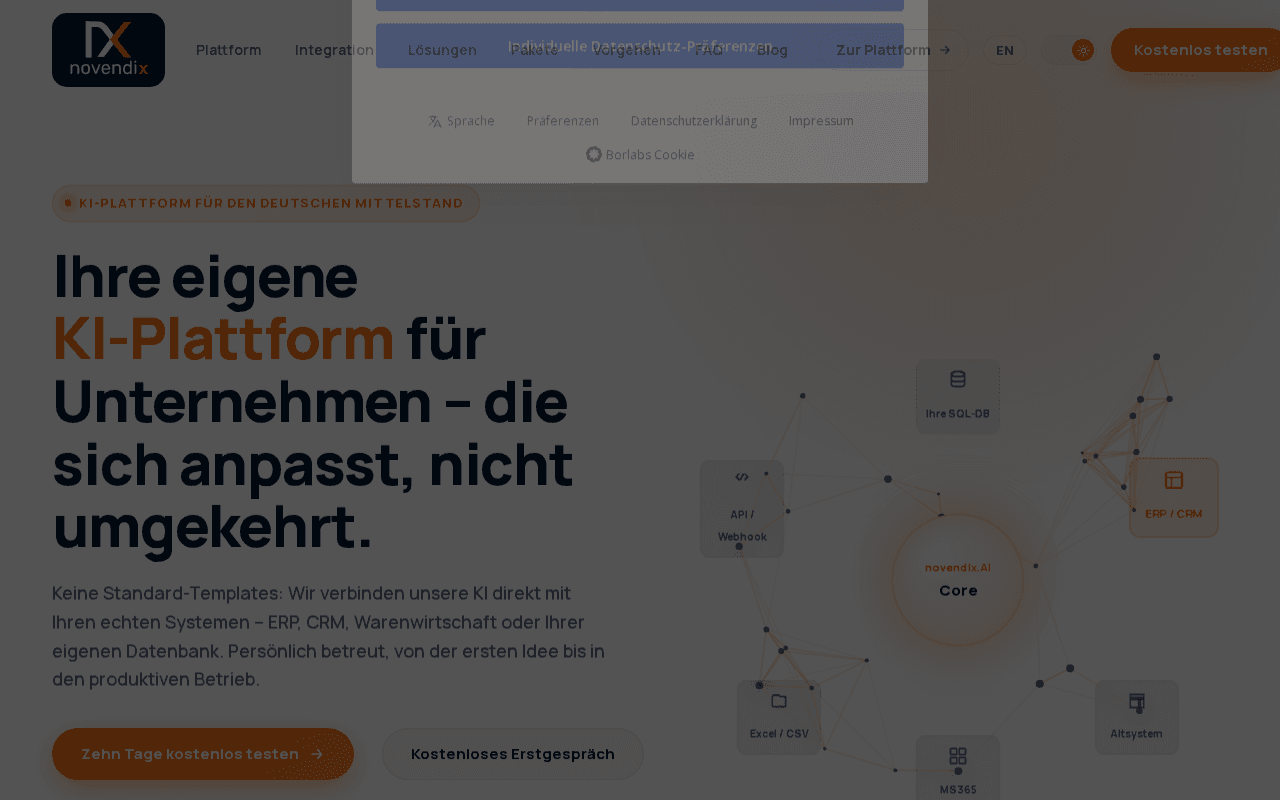 Screenshot of novendix.ai