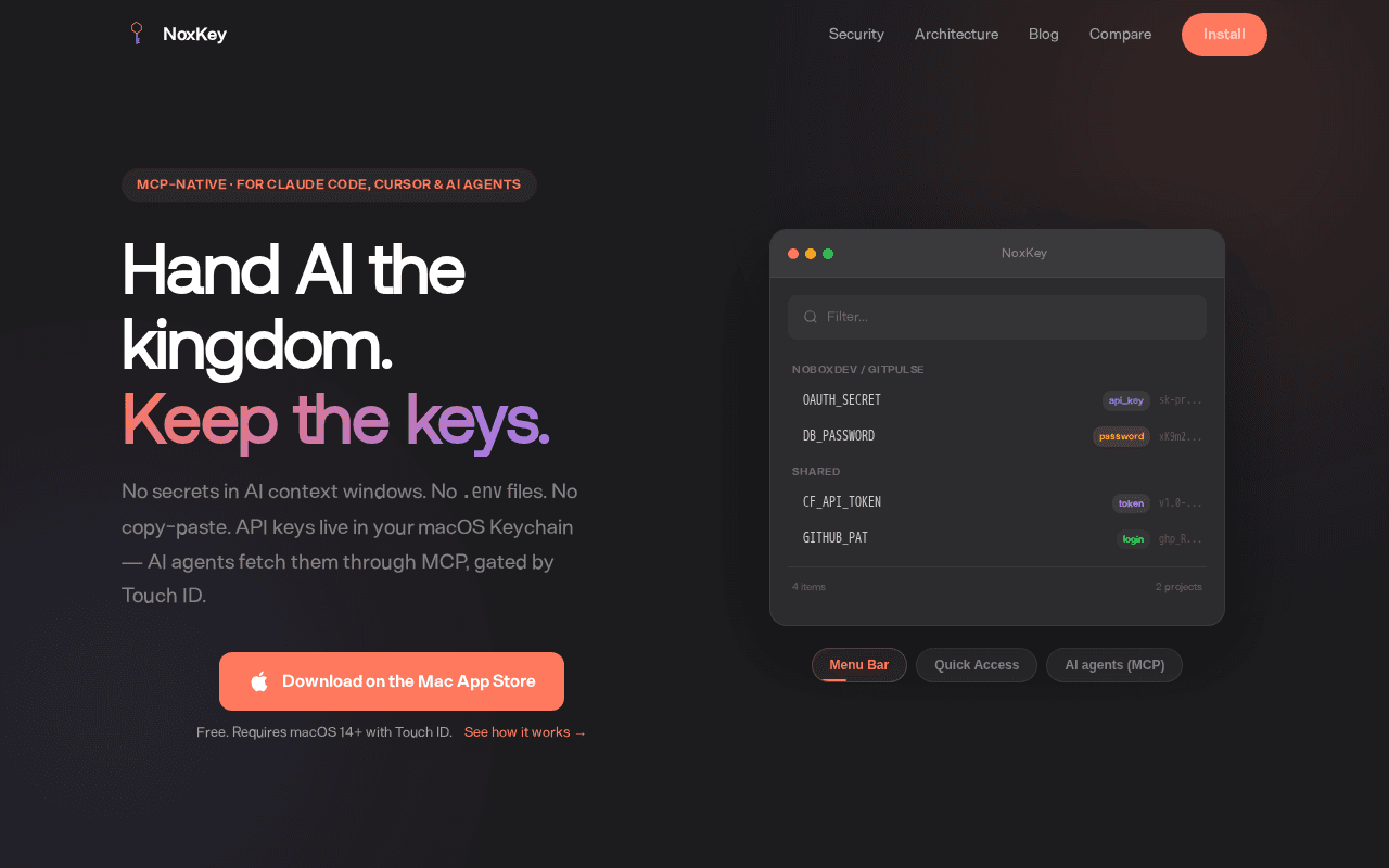 Screenshot of noxkey.ai