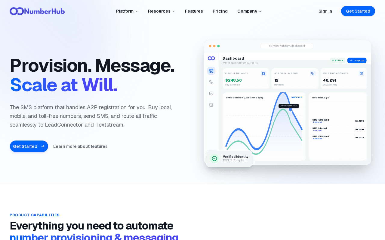 Screenshot of numberhub.ai