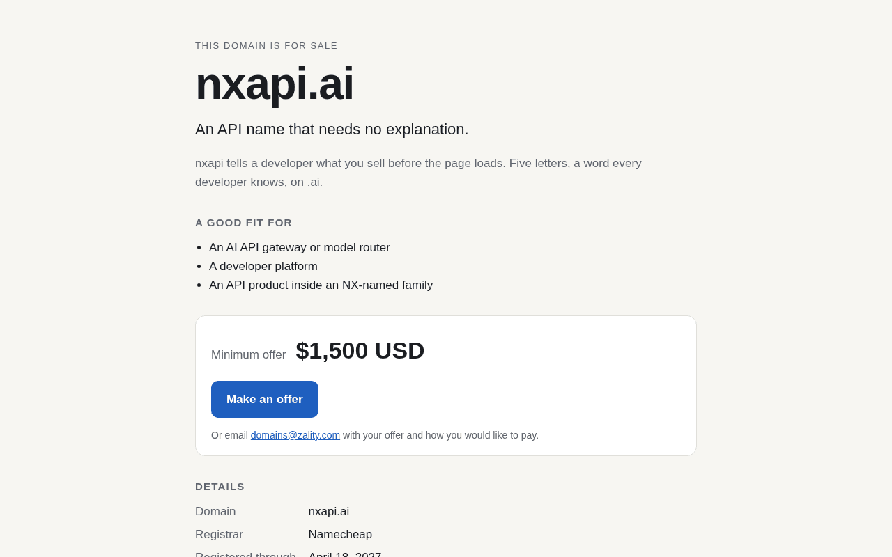 Screenshot of nxapi.ai