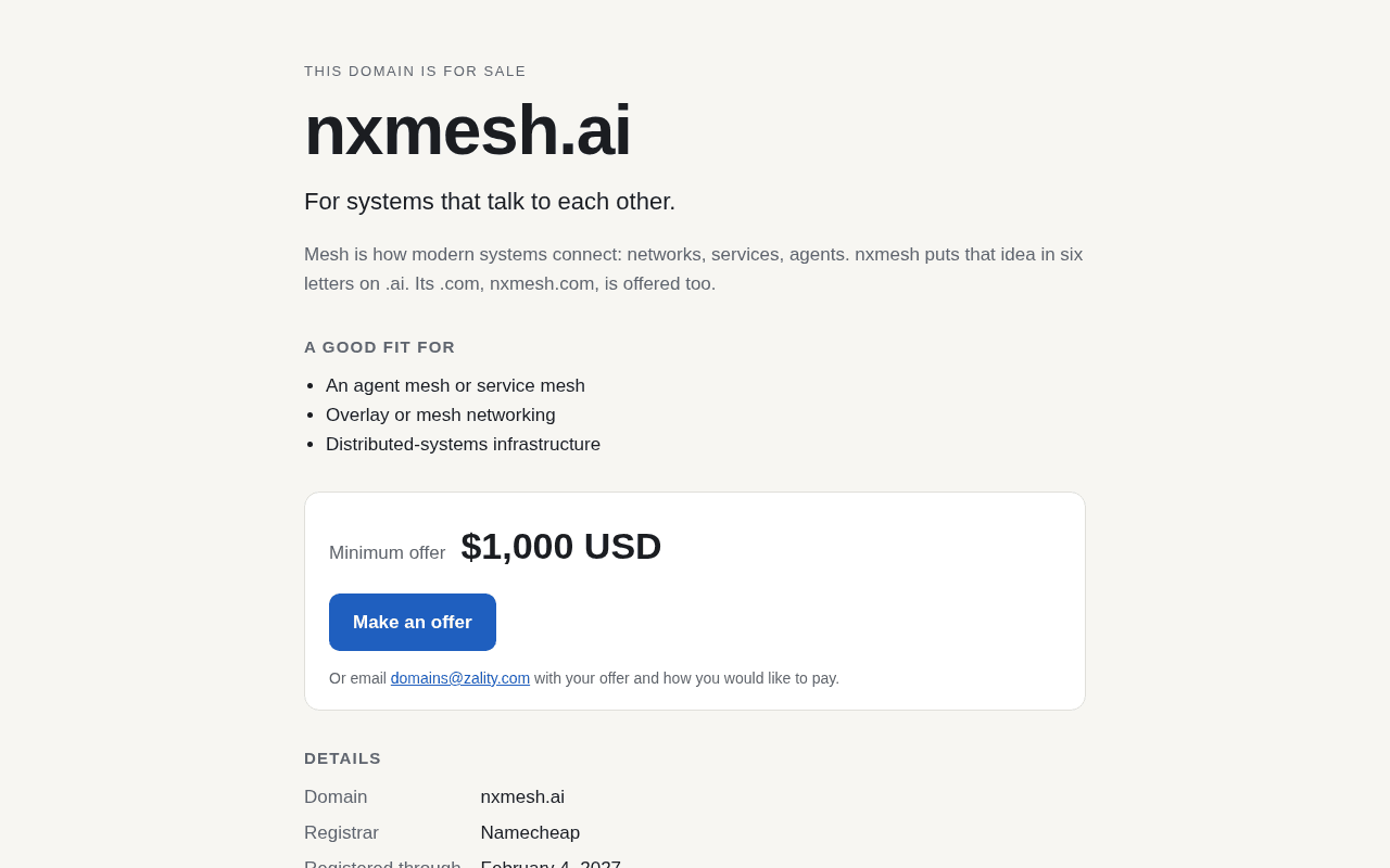 Screenshot of nxmesh.ai