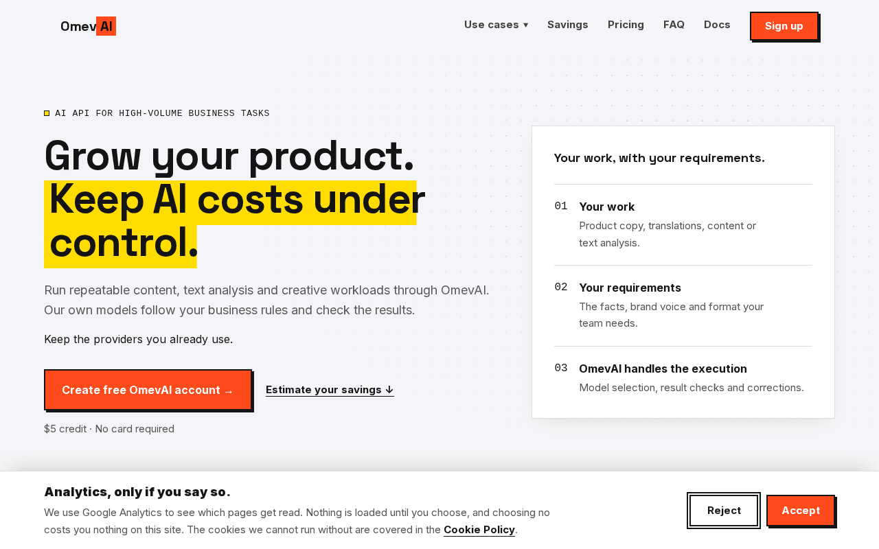 Screenshot of omev.ai