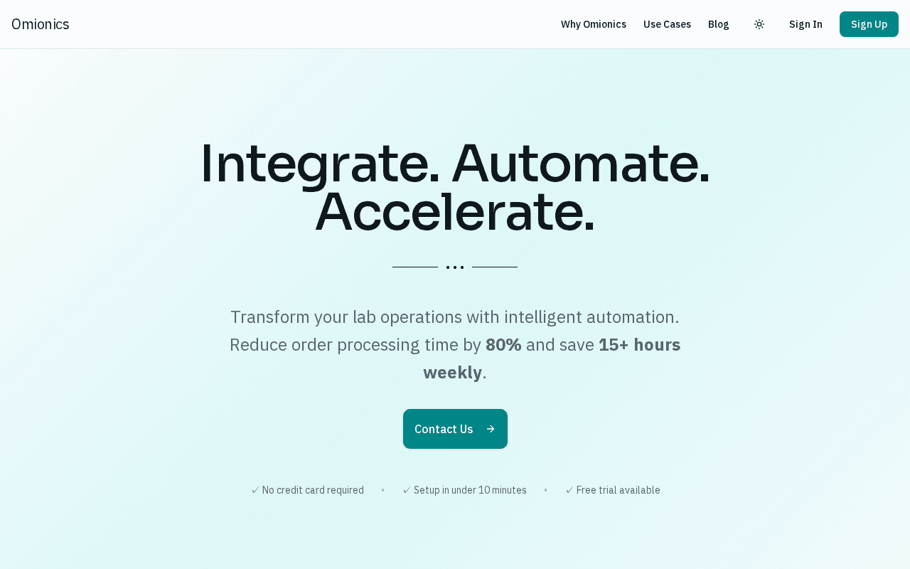 Screenshot of omionics.ai