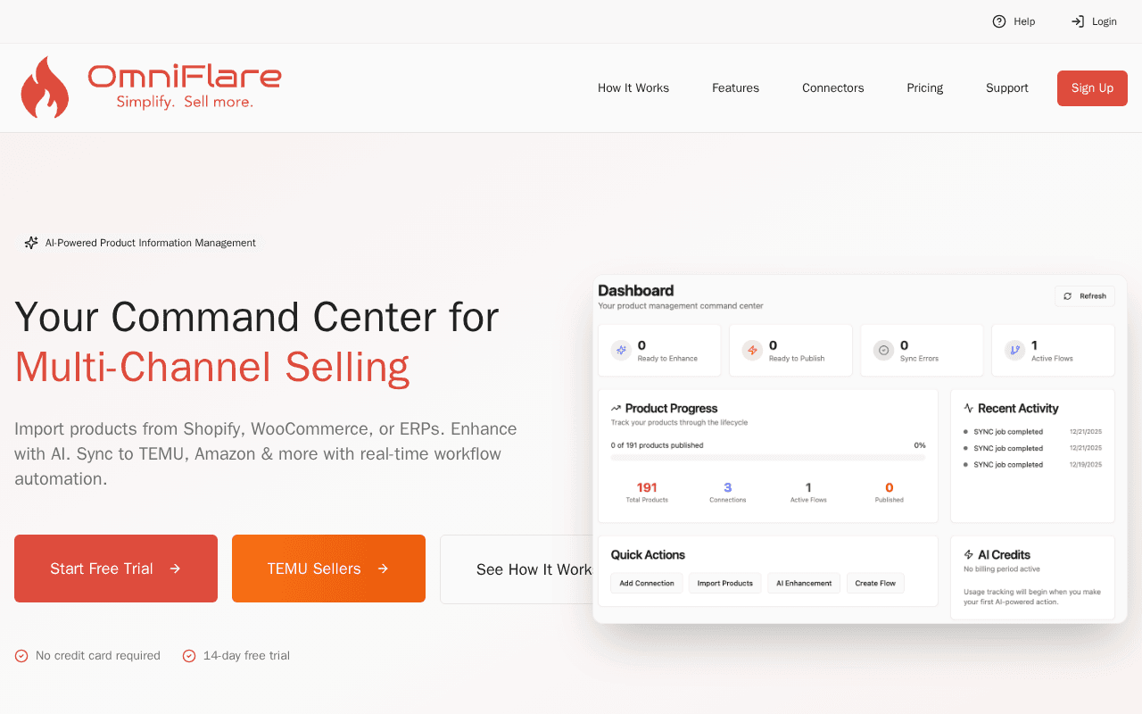 Screenshot of omniflare.ai
