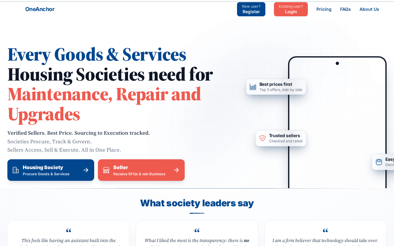 Screenshot of oneanchor.ai