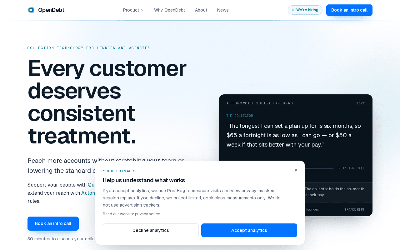 Screenshot of opendebt.ai