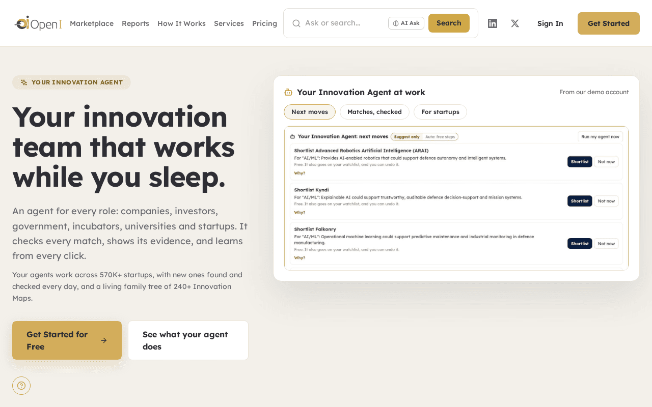Screenshot of openi.ai