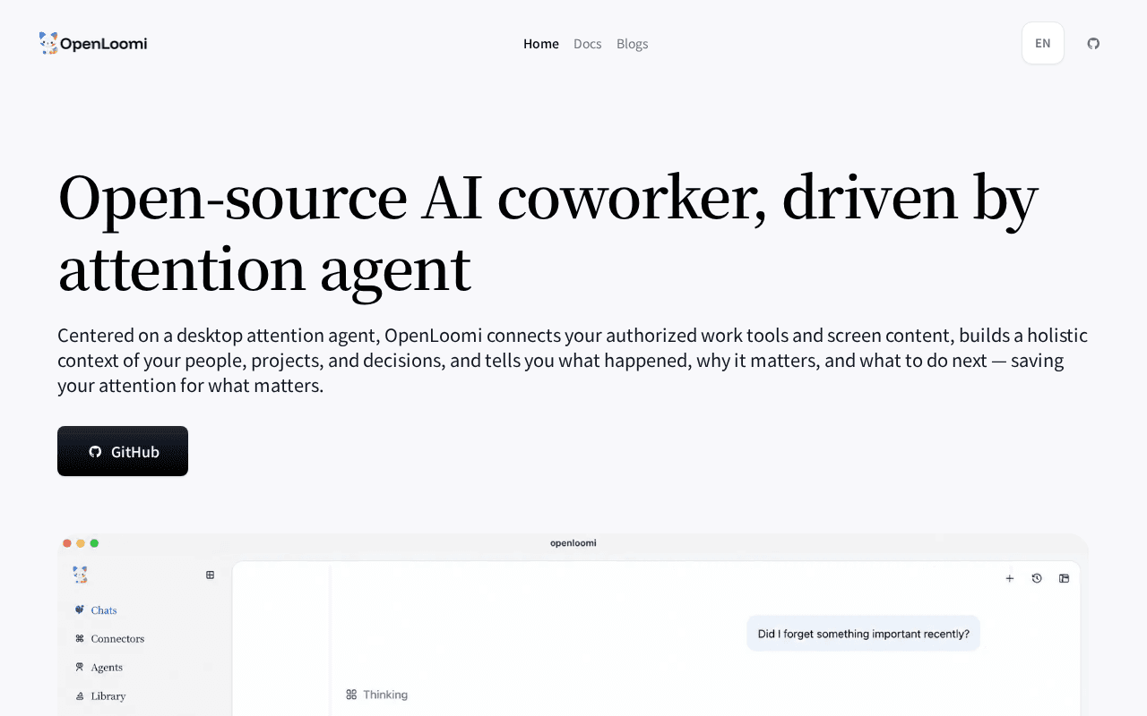 Screenshot of openloomi.ai
