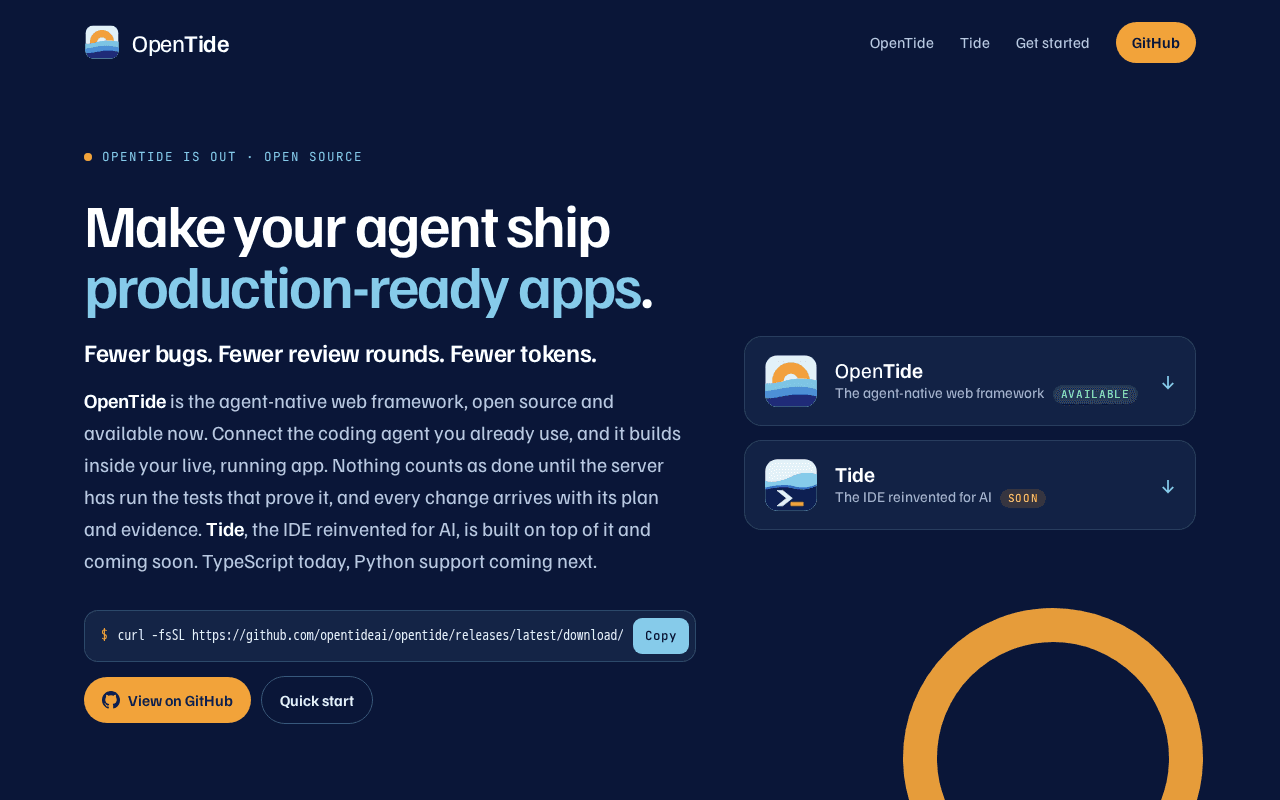 Screenshot of opentide.ai
