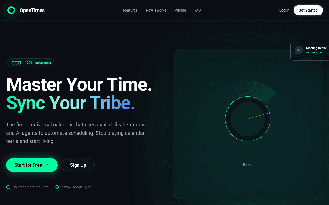 Screenshot of opentimes.ai