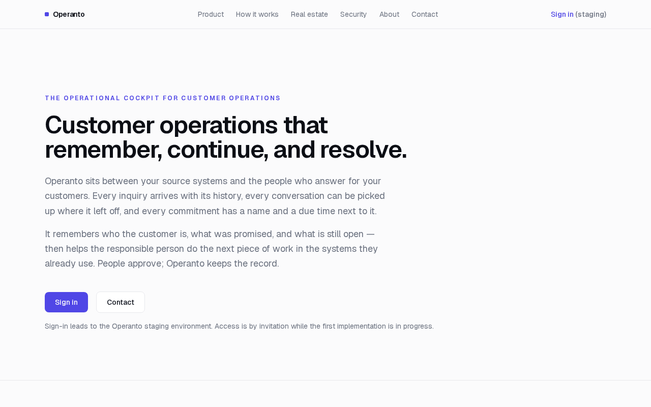 Screenshot of operanto.ai
