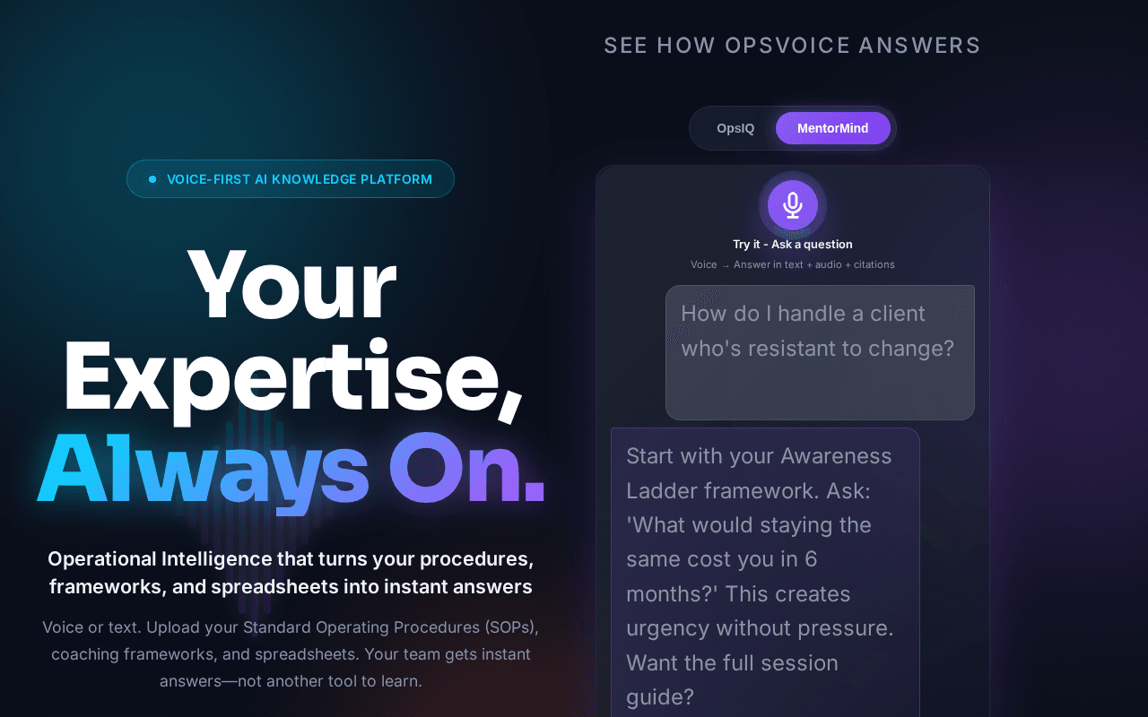 Screenshot of opsvoice.ai