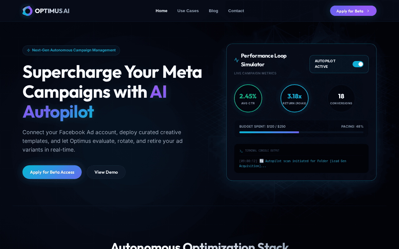 Screenshot of optimusads.ai