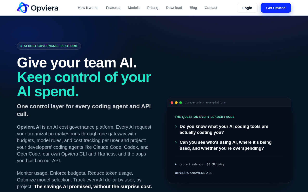 Screenshot of opviera.ai