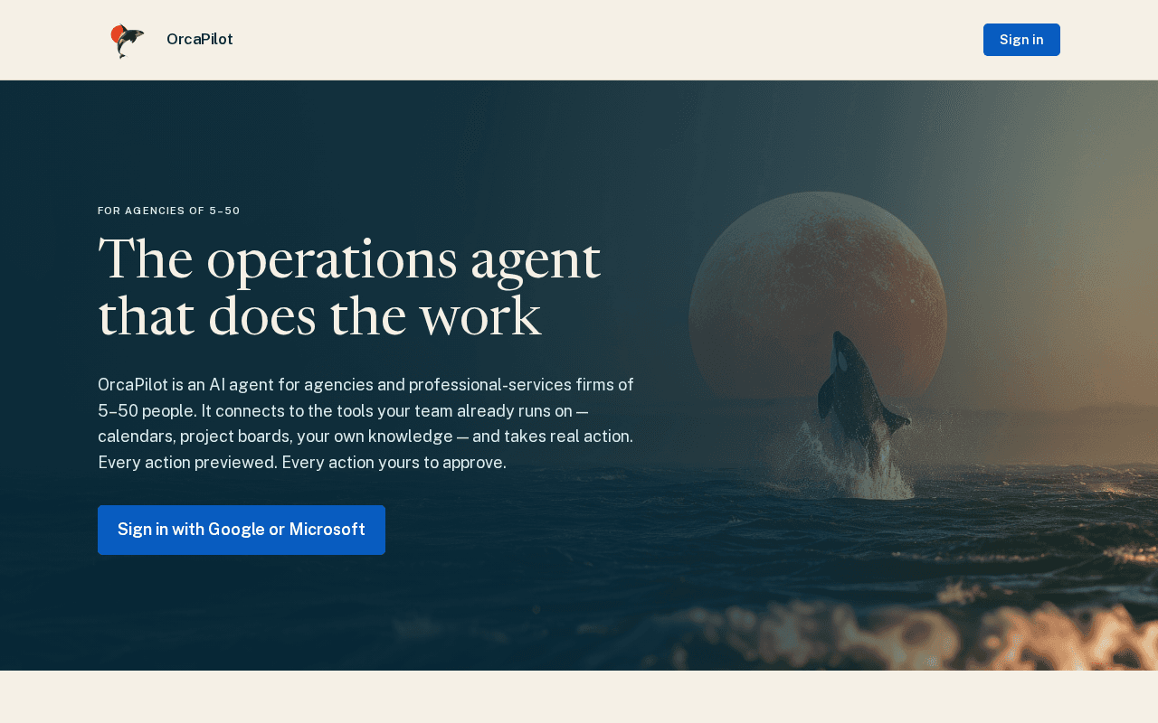 Screenshot of orcapilot.ai