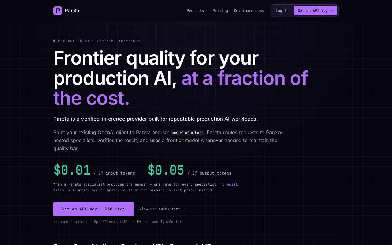 Screenshot of pareta.ai