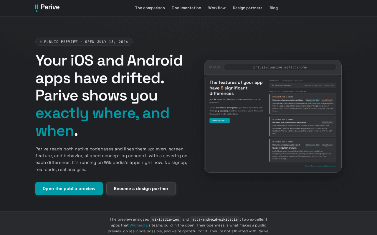 Screenshot of parive.ai