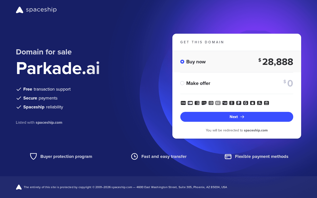 Screenshot of parkade.ai