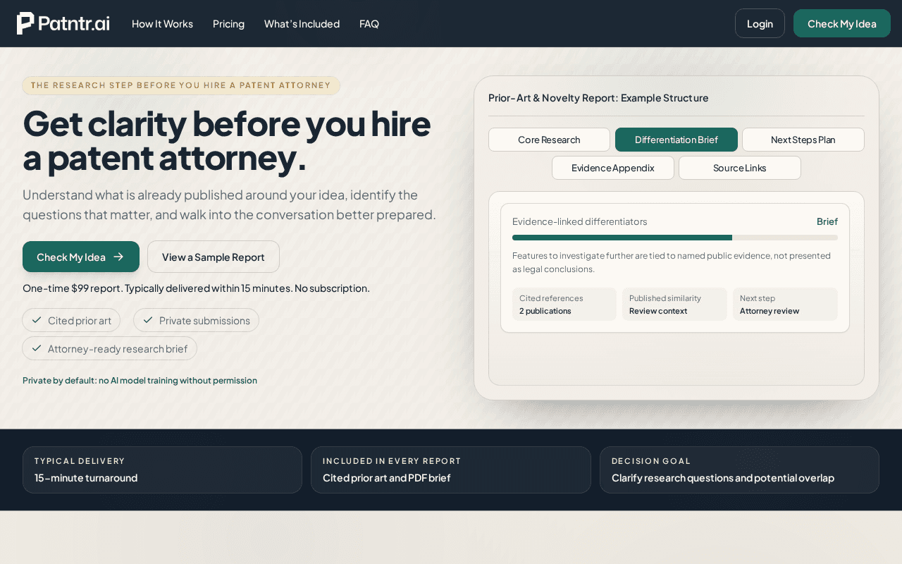 Screenshot of patntr.ai