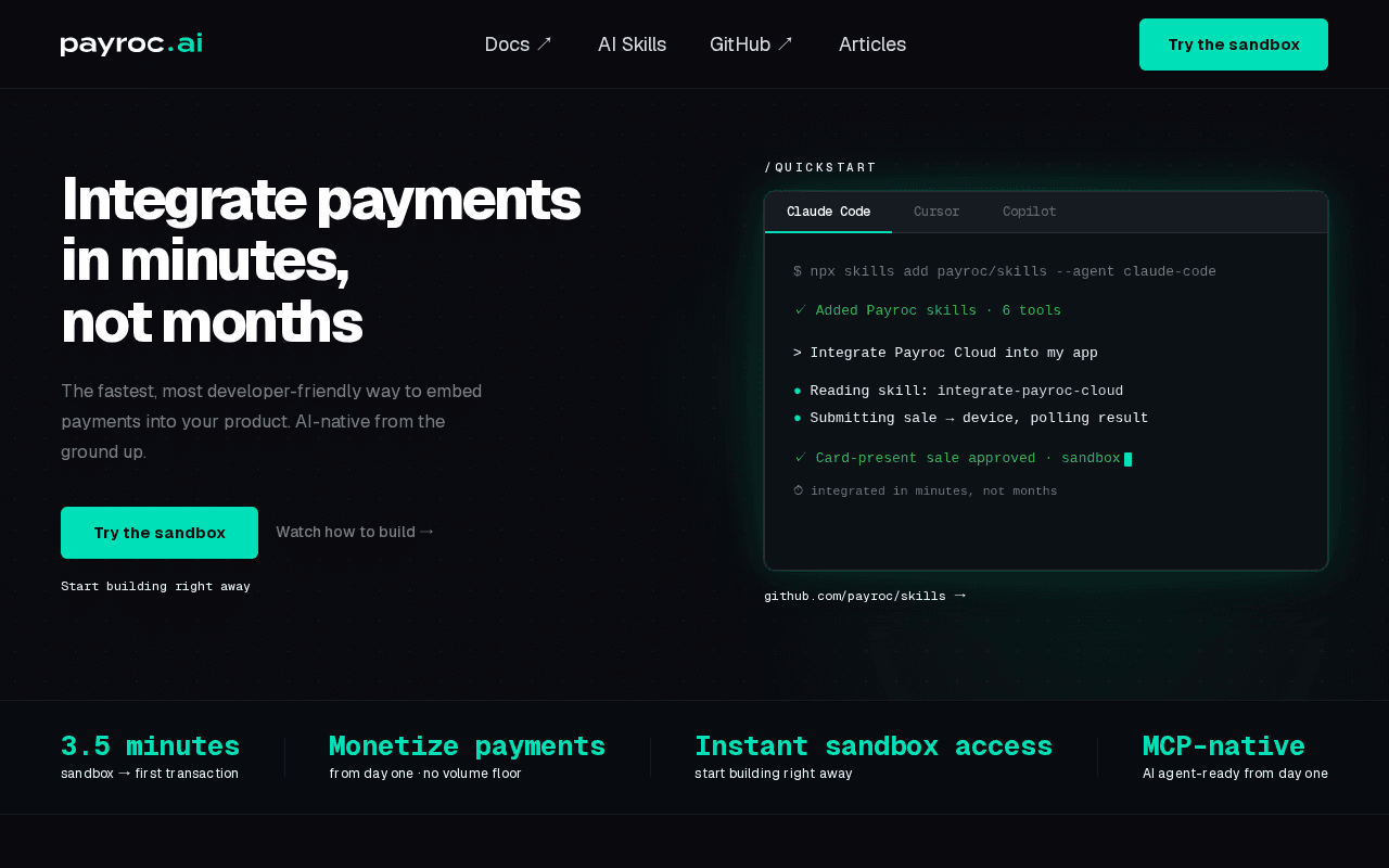 Screenshot of payroc.ai