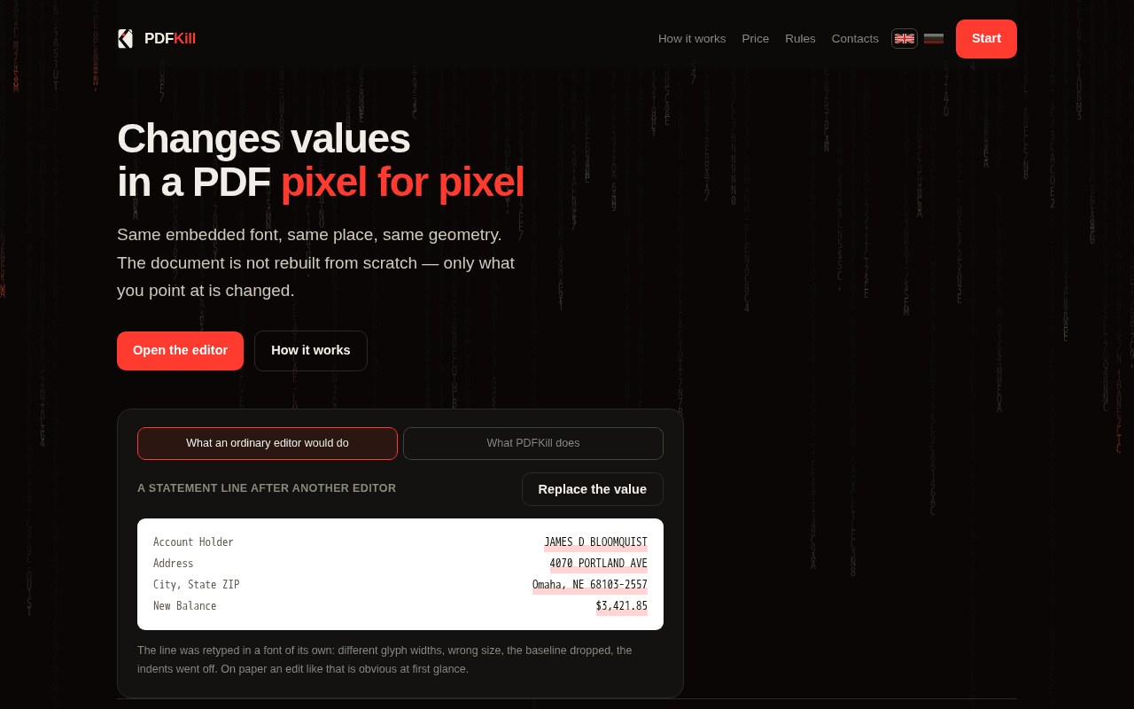 Screenshot of pdfkill.ai