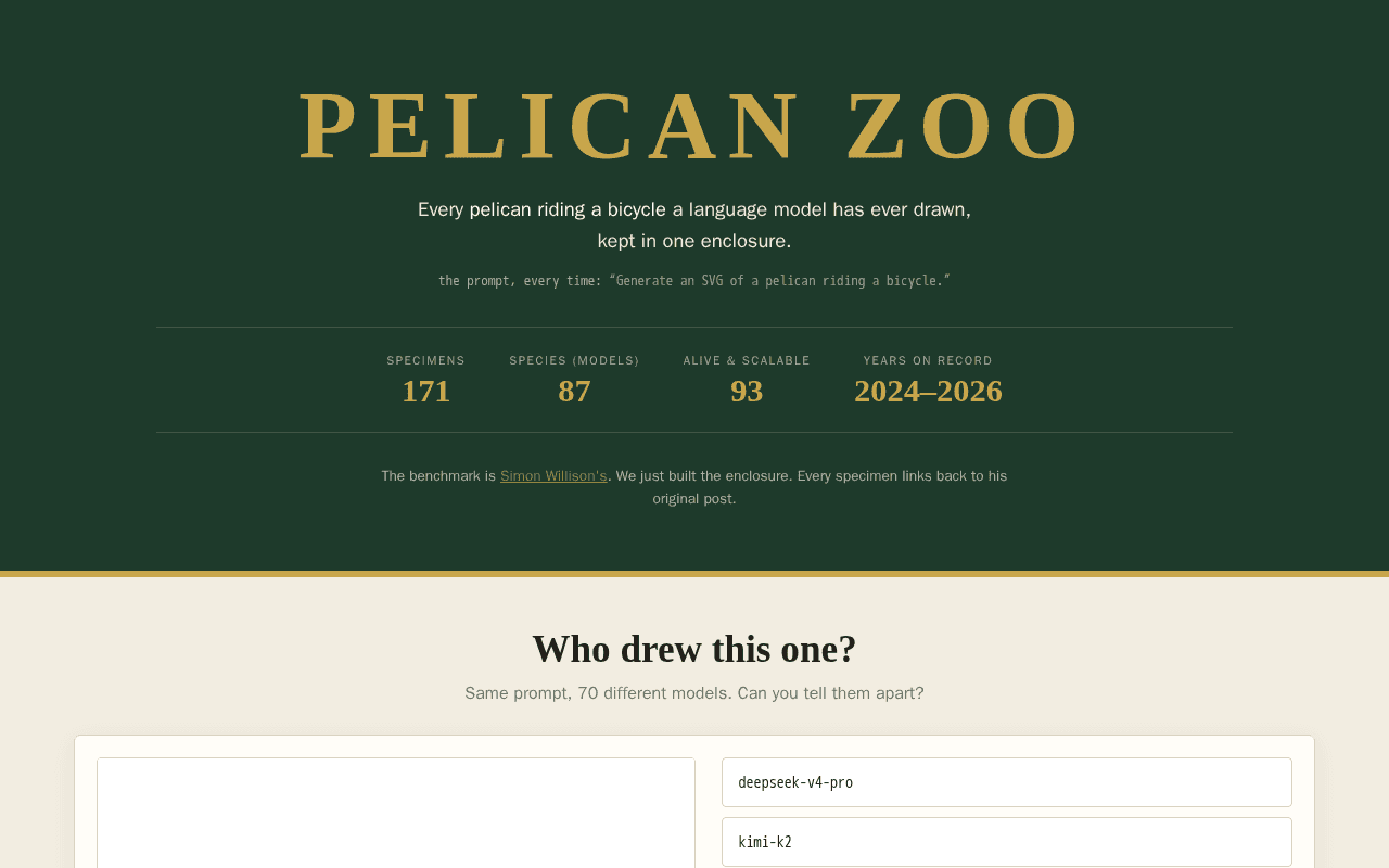 Screenshot of pelicanzoo.ai