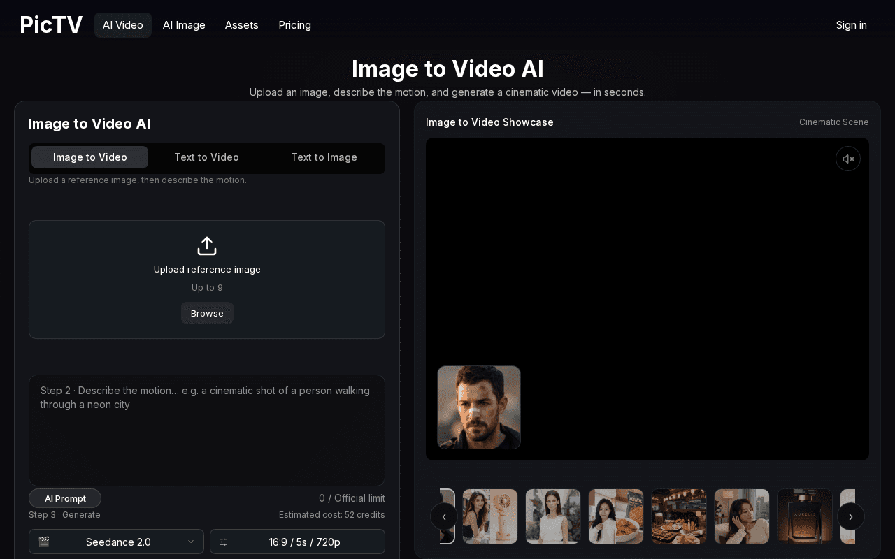 Screenshot of pictv.ai