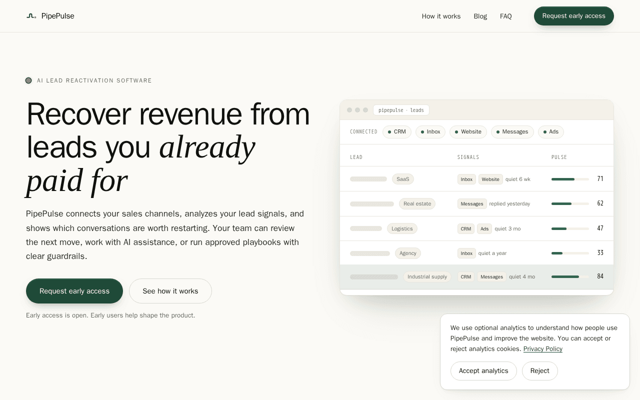 Screenshot of pipepulse.ai