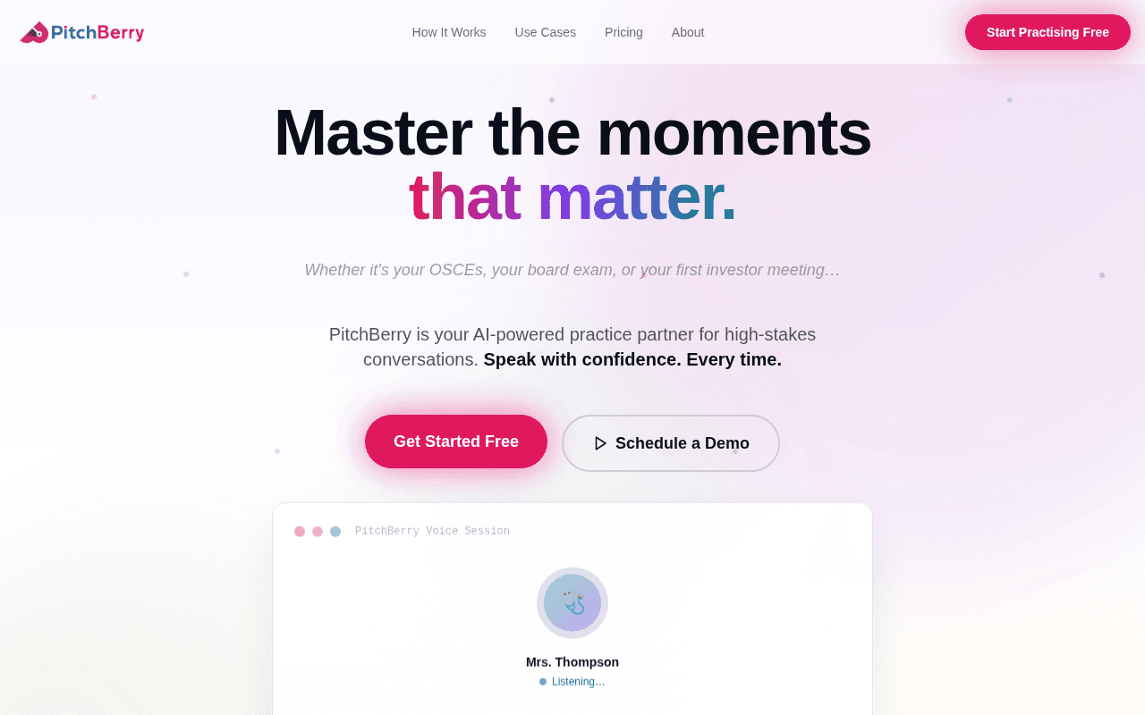 Screenshot of pitchberry.ai