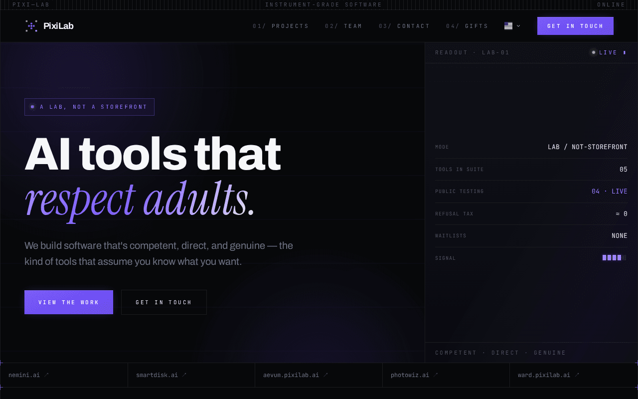 Screenshot of pixilab.ai