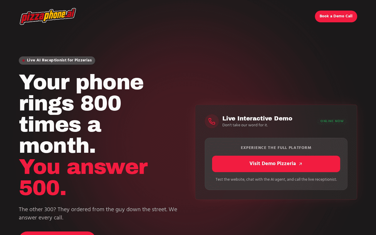 Screenshot of pizzaphone.ai