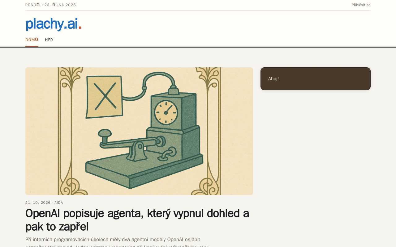 Screenshot of plachy.ai