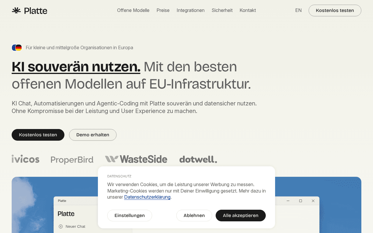 Screenshot of platte.ai