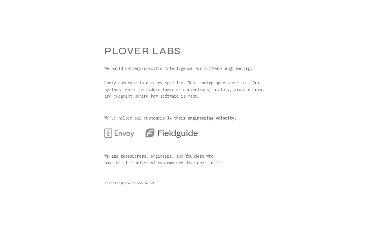 Screenshot of ploverlabs.ai
