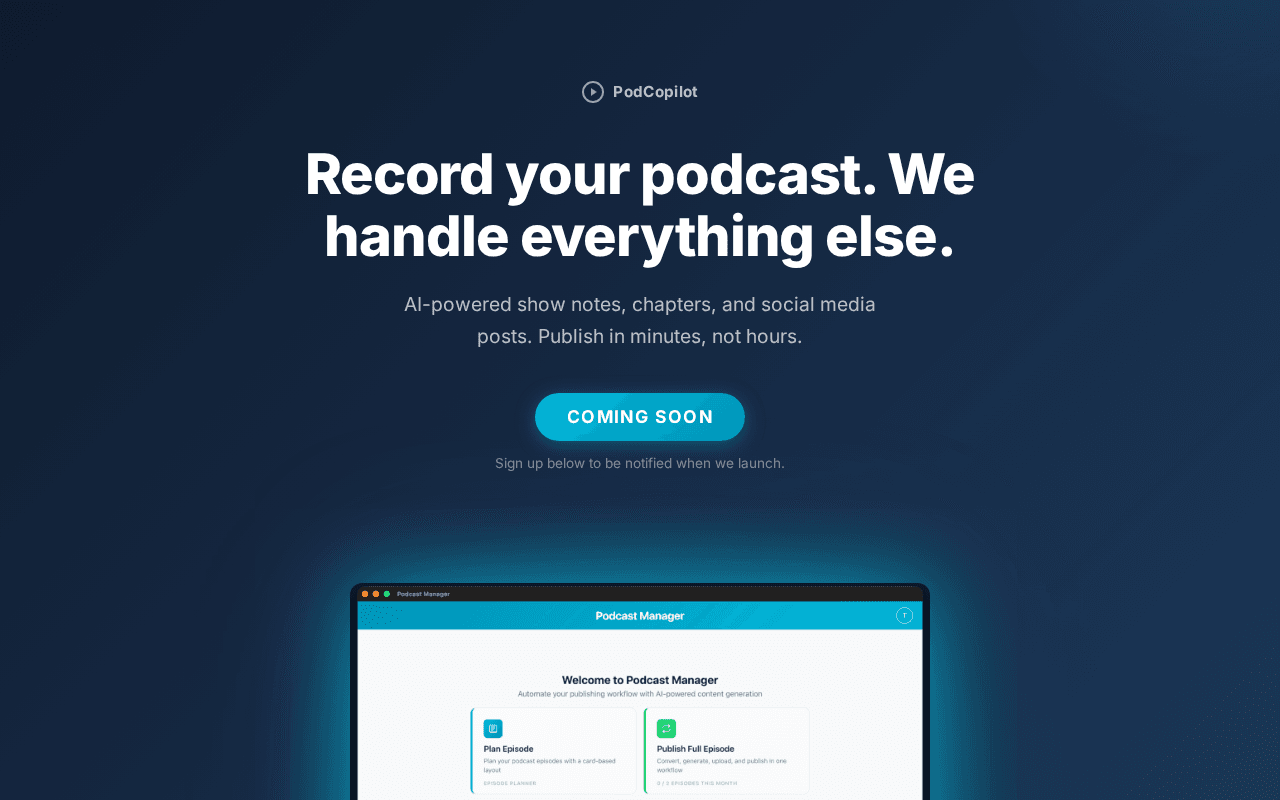 Screenshot of podcopilot.ai