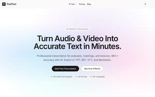 Screenshot of podtext.ai